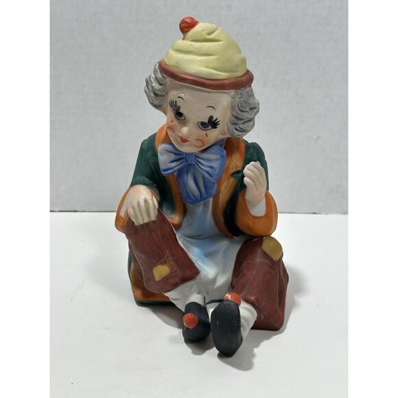 Vintage Ceramic Clown Music Box Peanuts Characters Winitty Design 1972 Rotates - Picture 1 of 8